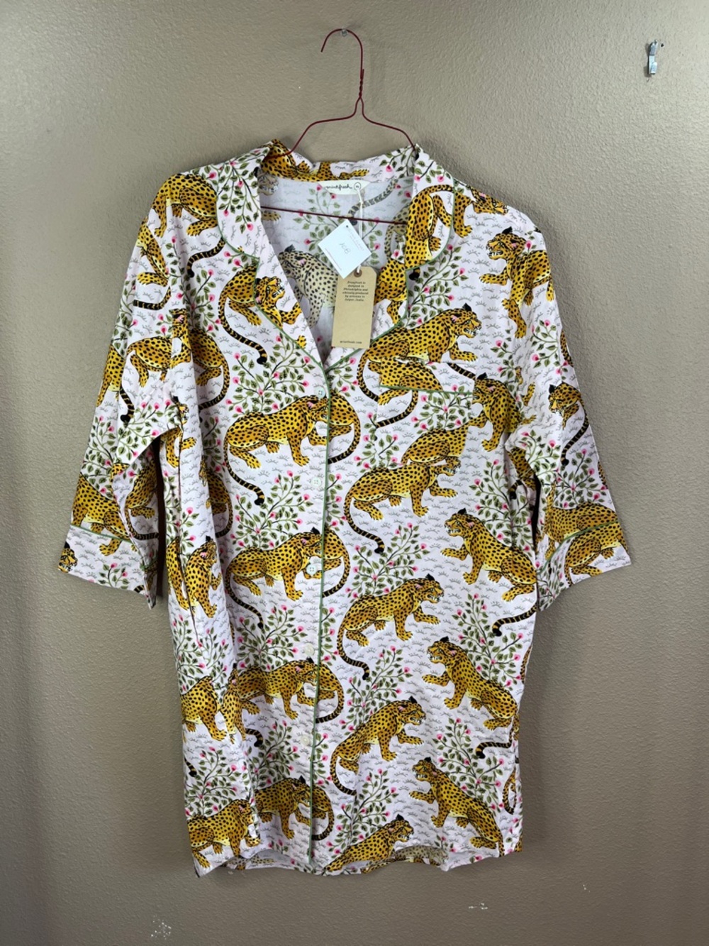 Printfresh Leopard Print Button-Down Shirt - White & Yellow